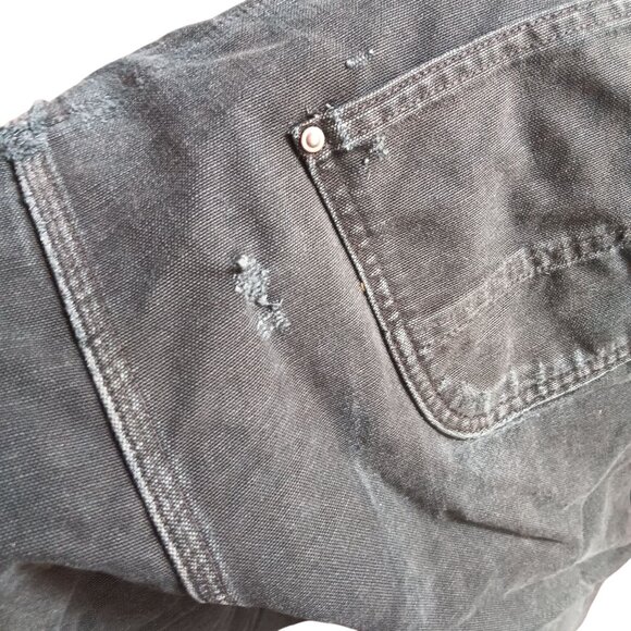 XL Short Carhartt Black Insulated Bib Overalls 3M Thinsulate 104031-blk DISTRESS - Picture 7 of 12